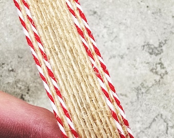 CLEARANCE 5/8 Twine edged woven natural fiber ribbon Set - over 11 yds