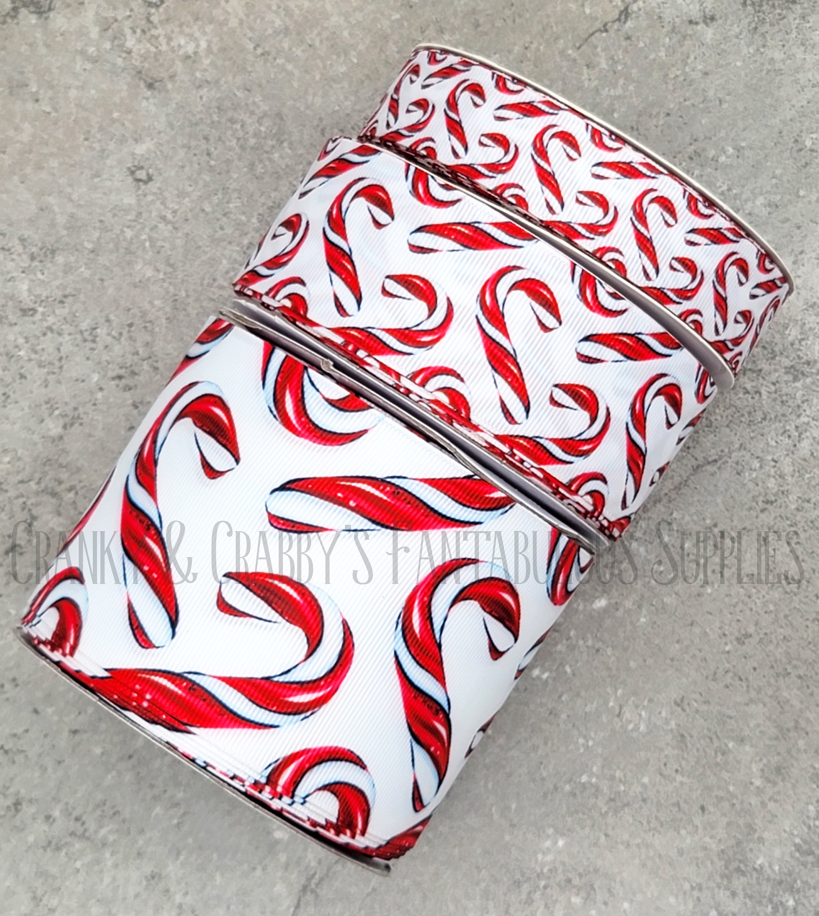 Candy Canes Band Mit Drahtrand – 9,1 M Lang, 6,3 Cm Breit, Aus Kunstleinen (rot/weiß)