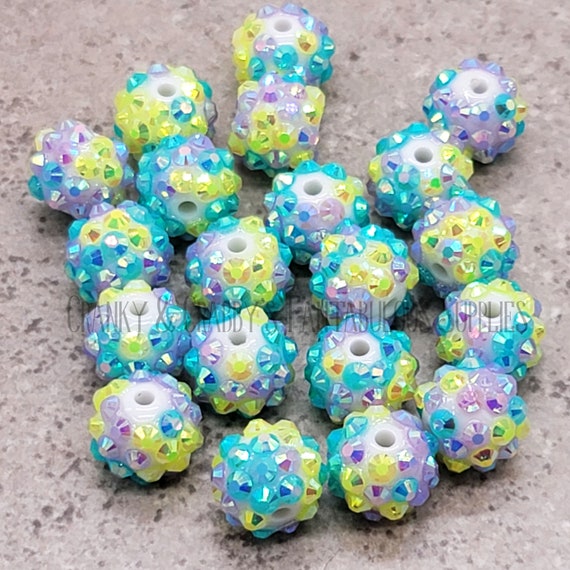 20mm Gunmetal rhinestone bubblegum beads