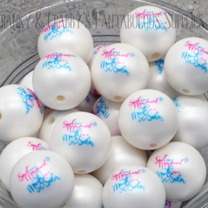 CLEARANCE 20mm Soul of a Mermaid Mouth of a Sailor Printed Pearl -  Chunky Necklaces - Set of 10 -  Summer LESS than PERFECT