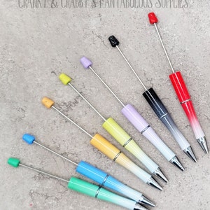 v SET Of 5 - Gradient or Ombre Beadable PLASTIC Pen Blanks - Add beads Pen - 13 colors available - Fit bead with 1.75mm hole or larger image 2