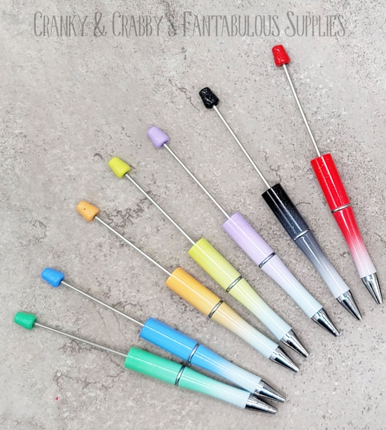 v SET Of 5 - Gradient or Ombre Beadable PLASTIC Pen Blanks - Add beads Pen - 13 colors available - Fit bead with 1.75mm hole or larger image 2