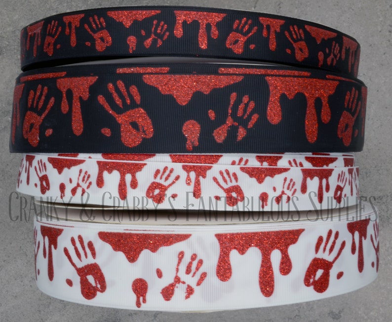 V Bloody Handprints - Red Glitter on Black or White - US Designer ...