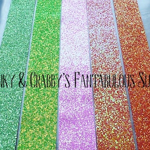 Chunky Glitter Ribbon    - Faux Leather - 1 yd - 3 inch wide - 5 color choices - Red, Orange, Pink, Lime, Green