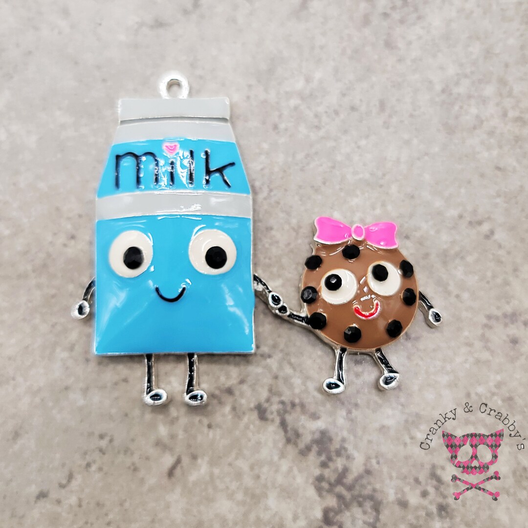 PP Cookie & Milk Enamel and Rhinestone Pendant - 51mm X 57mm - Best ...