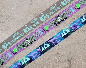 7/8" Hitchhiking Ghost Ribbon   -   Glows In The Dark - US Designer Printed Ribbon - 1yd - Halloween