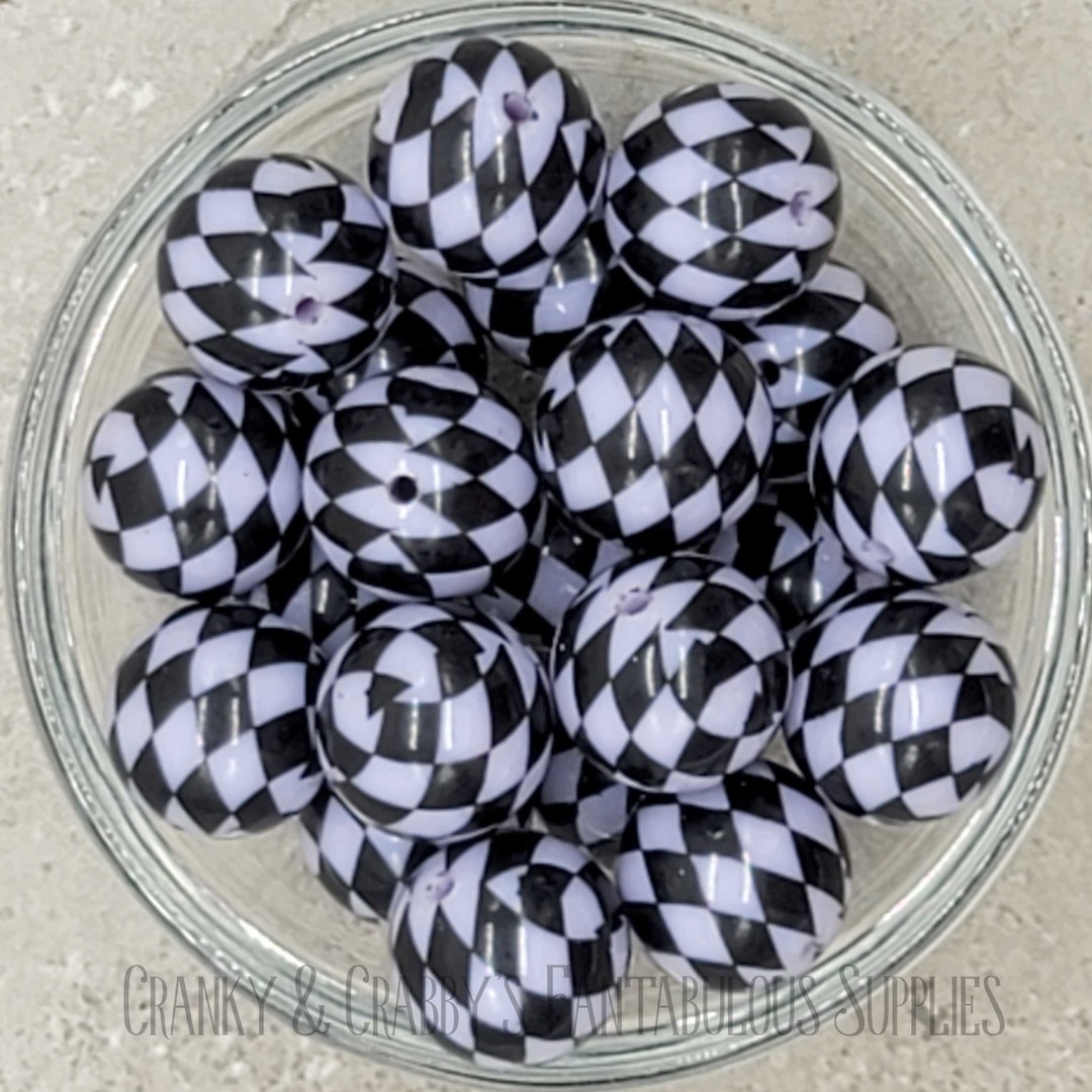 Spring Harlequin Pattern I 20mm Spring Harlequin Print Bead- LAVENDER - Chunky Necklaces - Set ...