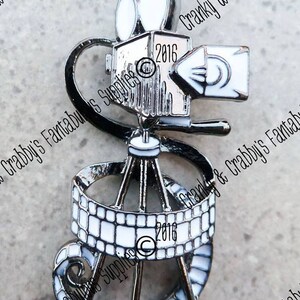 Original Custom Design Movie Camera Enamel Pendant -  54mm x 25mm  - Film - Oscars