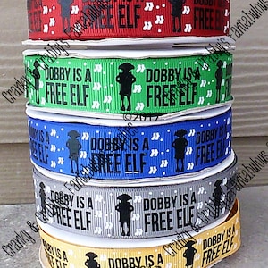 x 7/8" Free Elf - Junge Zauberer inspiriert - US Designer Bedrucktes Band - 1m - Glitzer