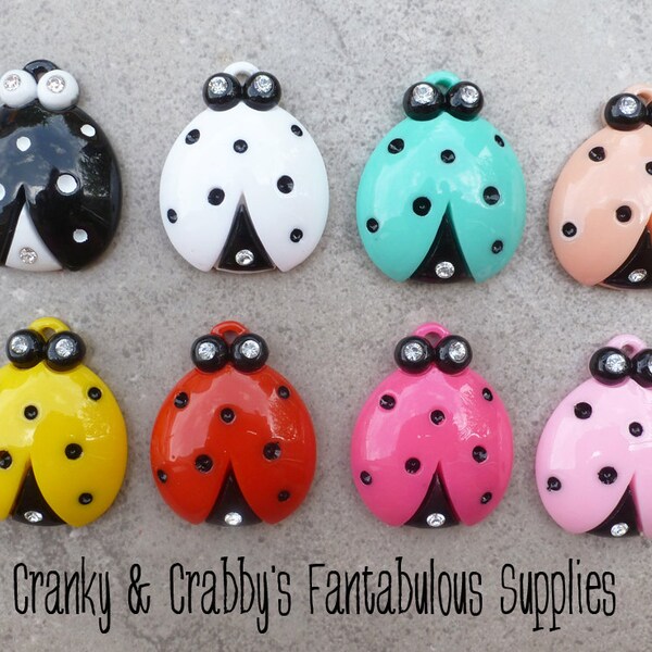 Resin Lady Bug Ciondoli 1.5" x 1.25" MIXED SET di 7 - Coccinella - con accenti di strass
