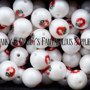 CLEARANCE 12mm Stencil Princess - SCOTTISH PRINCESS -  Print Beads   - -  Chunky Necklaces - Set of 20 - Brave