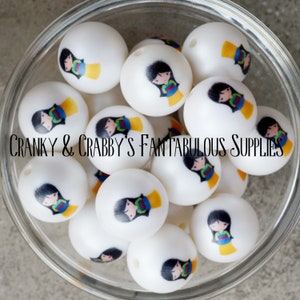 20mm CUSTOM Princess - JAPANESE PRINCESS  -  Print Beads   - -  Chunky Necklaces - Set of 10 - Chinese Warrior