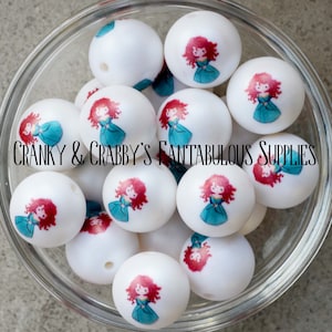 20mm CUSTOM Princess - SCOTTISH PRINCESS -  Print Beads   - -  Chunky Necklaces - Set of 10 - Brave
