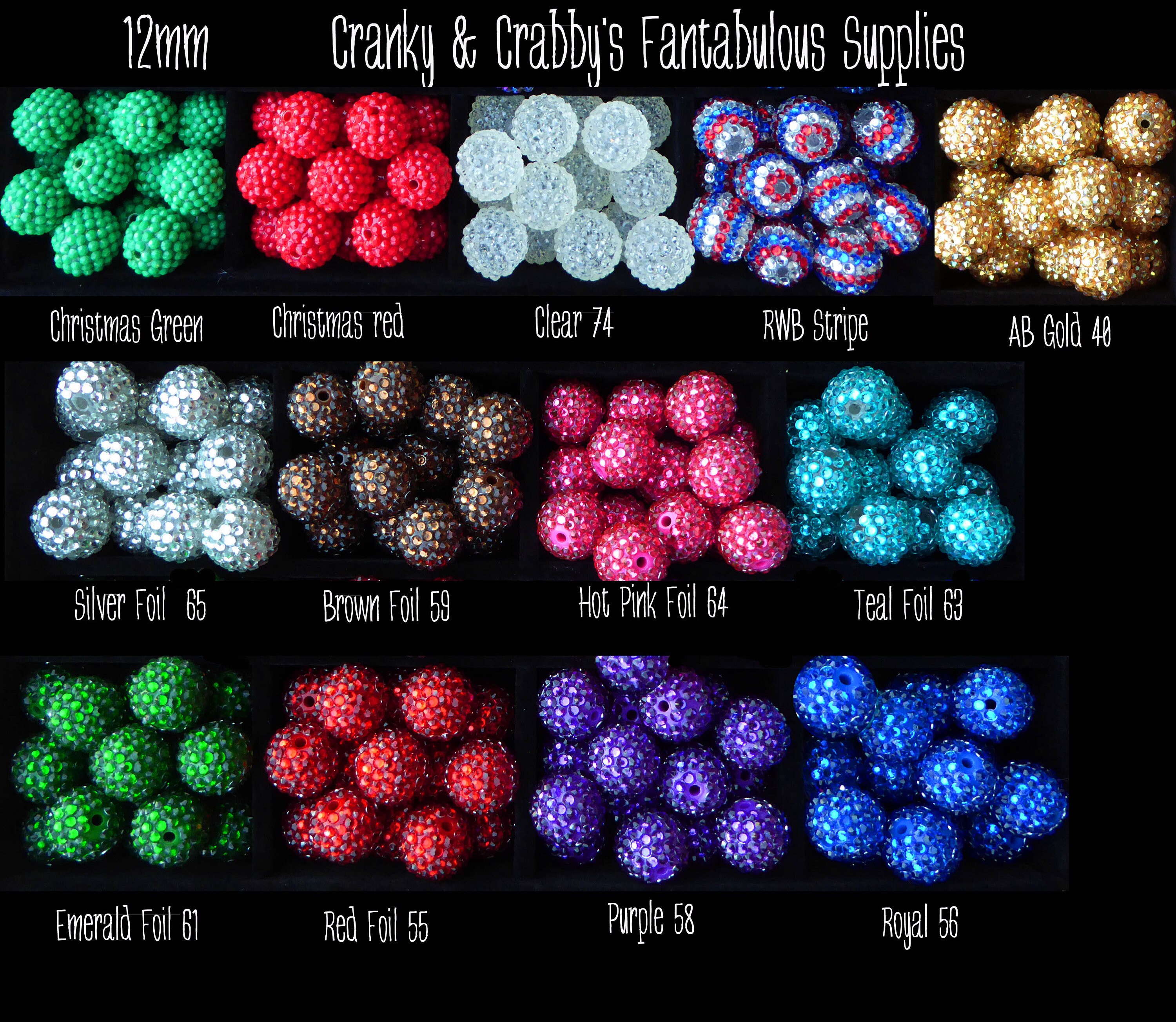 SMALL 12mm Resin Rhinestone Beads Set of 20 38 Colors to Etsy