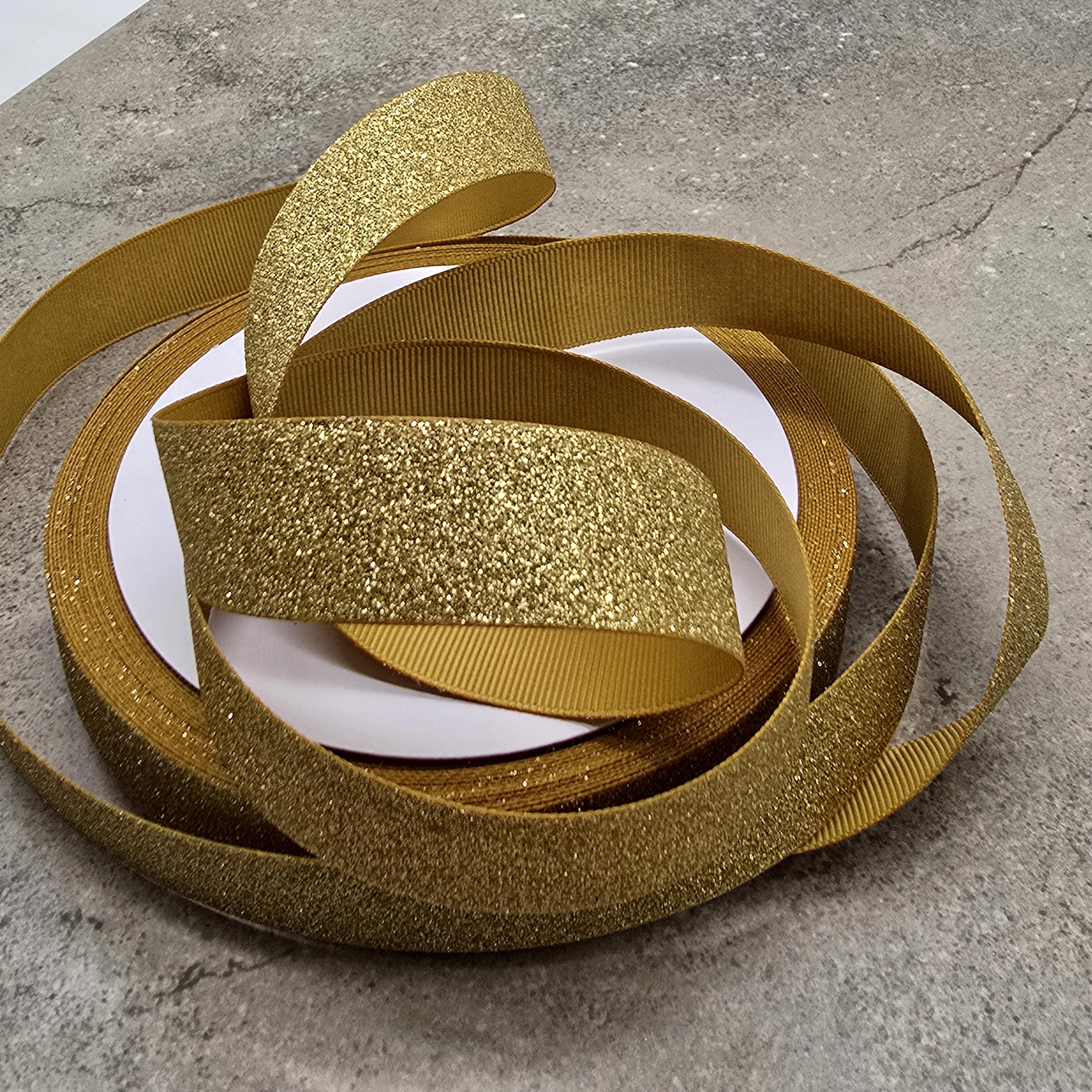 gold ribbon for dress Caspari Sheer Gold Wired Ribbon main image 1