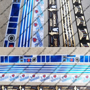 7/8" Droids Collection - US Designer Druckband - 1yd - Weltraum inspiriert, Beste Freunde, Roboter