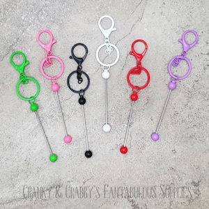 Beadable Blanks - COLORS Key Chain or Pendant - Add beads  - Fit bead with 1.75mm hole or larger - 58mm bar