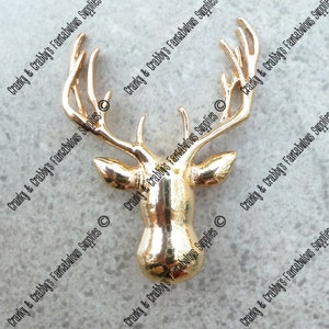 BOGO CLEARANCE Custom Gold Deer Silhouette -  Chunky Necklaces - 40mm x 30mm  - Deer Stag Horns