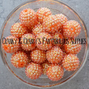 I 20mm ORANGE  Radiant Rhinestone Beads  - Set of 10