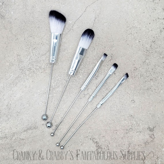 CLEARANCE Beadable Blanks - Make Up Brush Set - Silver - Add beads  - Fit bead with 1.75mm hole or larger