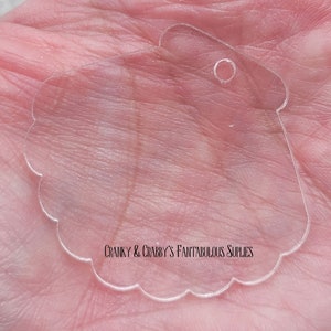 Acrylic Blank  - Shell -  44mm x50mm      - Clear Acrylic - Mermaid, Ocean, Beach