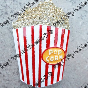 Original Custom Design Movie Popcorn Rhinestone and Enamel Pendant -  51mm x 35mm    - Film - Oscars - Movie Night