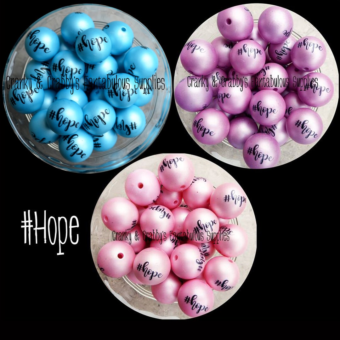 I 20mm Resin hope Print Chunky Necklaces Set of 10 Hashtag Beads Pink,yellow, Blue, or White Etsy