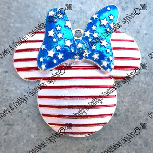 Mouse Stars and Stripes Flag - Enameled -  Chunky Necklaces - 50mm x 50mm 4th of July - United States - USA
