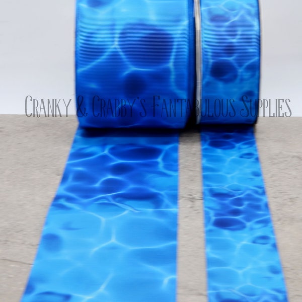 Ocean Water Heatset  Ribbon    - US Designer Printed Ribbon -   1.5 inch, or 3 inch - Summer Beach Fun