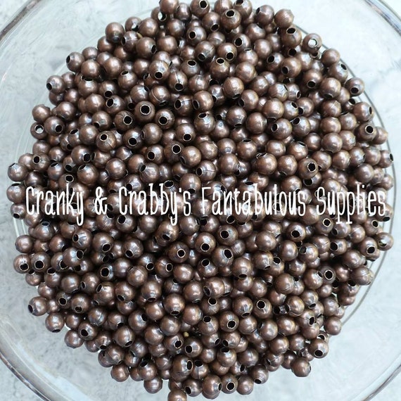 4mm or 5mm Metal Alloy Copper Color Spacer Beads  -  Chunky Necklaces - 2 ounces