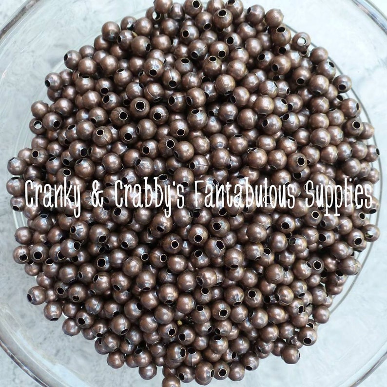 4mm or 5mm Metal Alloy Copper Color Spacer Beads - Chunky Necklaces - 2 ounces image 1