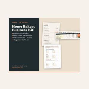 Cake Pricing Calculator Spreadsheet, Home Bakery Business Kit, Cake Order Form, Bakery Price List Template, Allergen Sheet, Excel Sheets