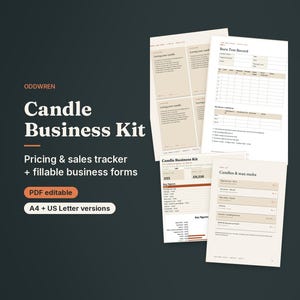Candle Business Pricing Calculator, Candle Making Planner Spreadsheet, Burn Test Log PDF editable