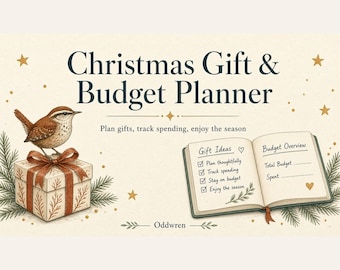 Christmas Gift & Budget Planner Printable, Holiday Gift List, Christmas Budget Tracker, Excel and Google Sheets, A4 US Letter, Dark Mode