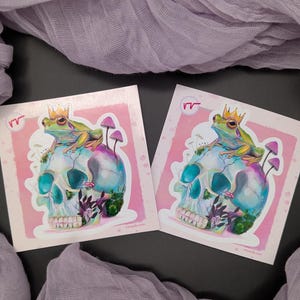 Froschkönig Sticker - Illustrativer Sticker für Geschenke, Scrapbooking, Karten und zum Basteln