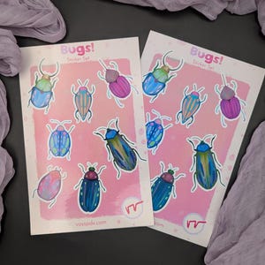 Set insectenstickervellen: illustratieve stickers met insectenthema voor cadeaus, scrapbooking, kaarten en knutselen