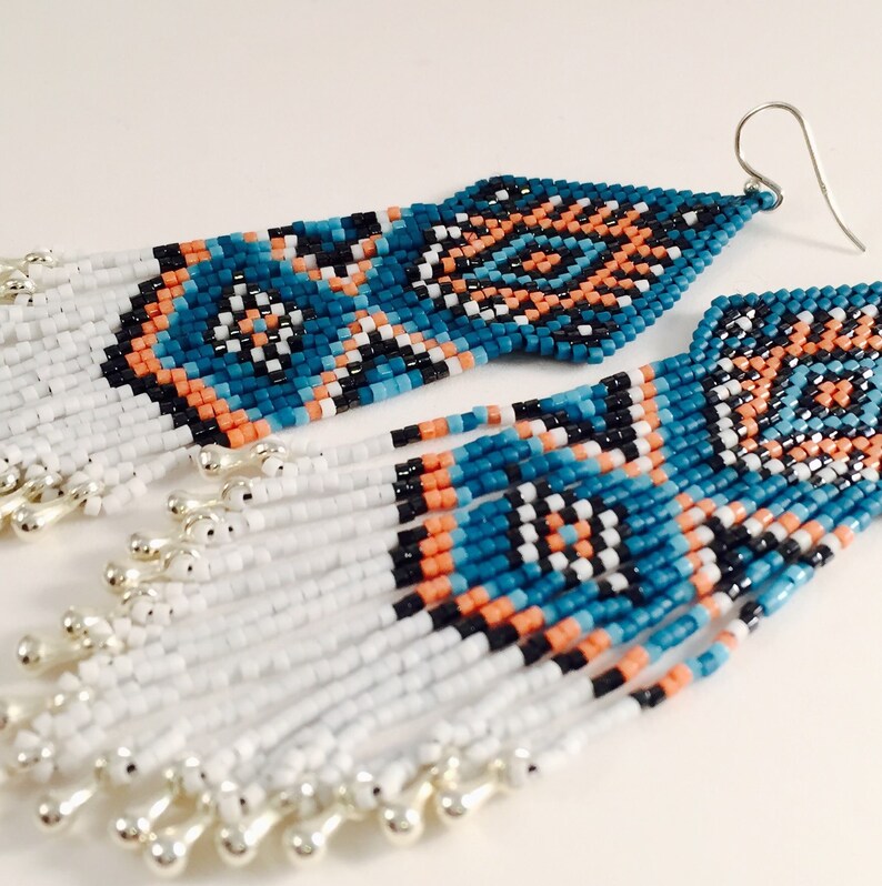 Rain Dancer Seed Beaded Earrings fringe Etsy