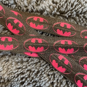 Clearance Batman elastic. Batman elastic foe. Super Hero elastic. Pink Batman elastic. Girls hair ties. Diy hair ties.