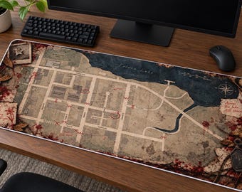 Silent Hill 2 Inspired Mousepad, Map Desk Mat, XL Extended Gaming Mouse Pad, Survival Horror Gaming Decor, Gamer Gift