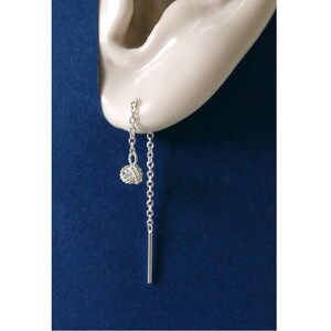 Pluma de plata esterlina 925 pendientes de hilo a través de-Regalo en Caja
