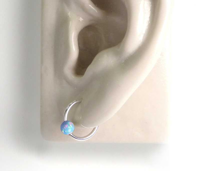 16g 1.2mm captive bead 925 sterling silver ring,cbr,rook,tragus,helix,eyebrow,septum,hypoallergenic piercing hoop with Semi-precious 4mm