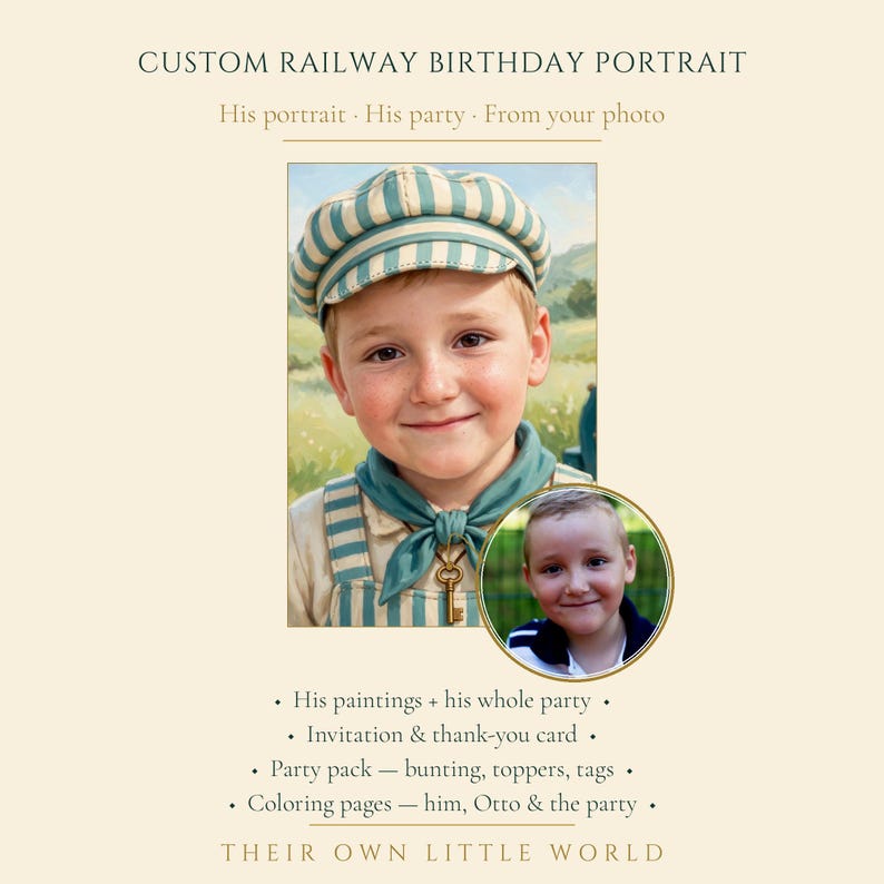 Custom Railway Birthday Portrait | Personalized Train Party Pack ...