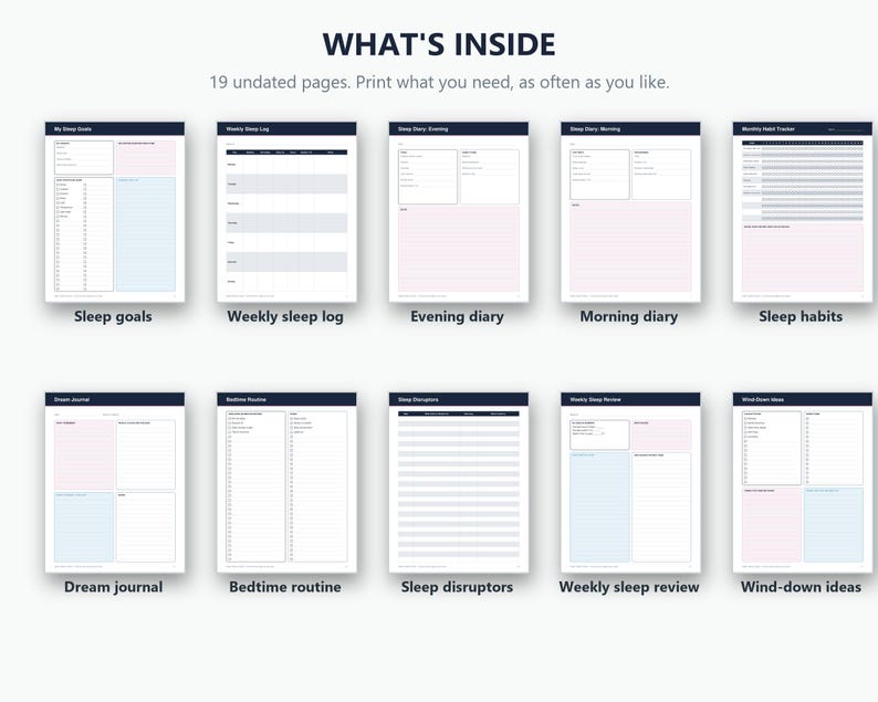Sleep Tracker & Diary Printable PDF | Sleep Log, Dream Journal, Sleep ...