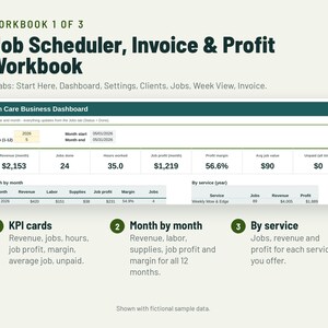Lawn Care Business Spreadsheet Bundle | Estimate, Invoice, Mowing Scheduler, Profit Tracker | Google Sheets + Excel image 2