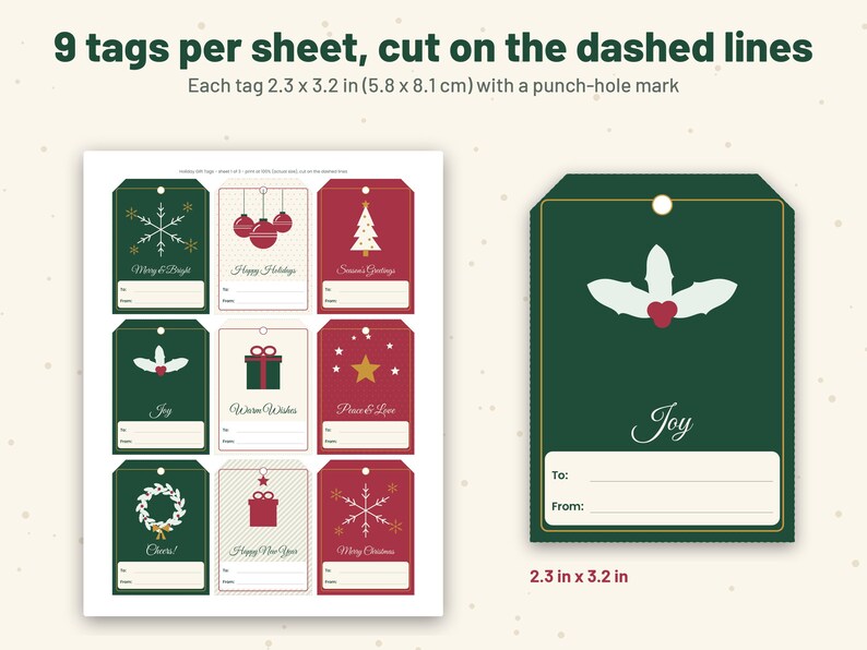 Set di etichette e biglietti regalo di Natale stampabili, in formato PDF modificabile. immagine 5