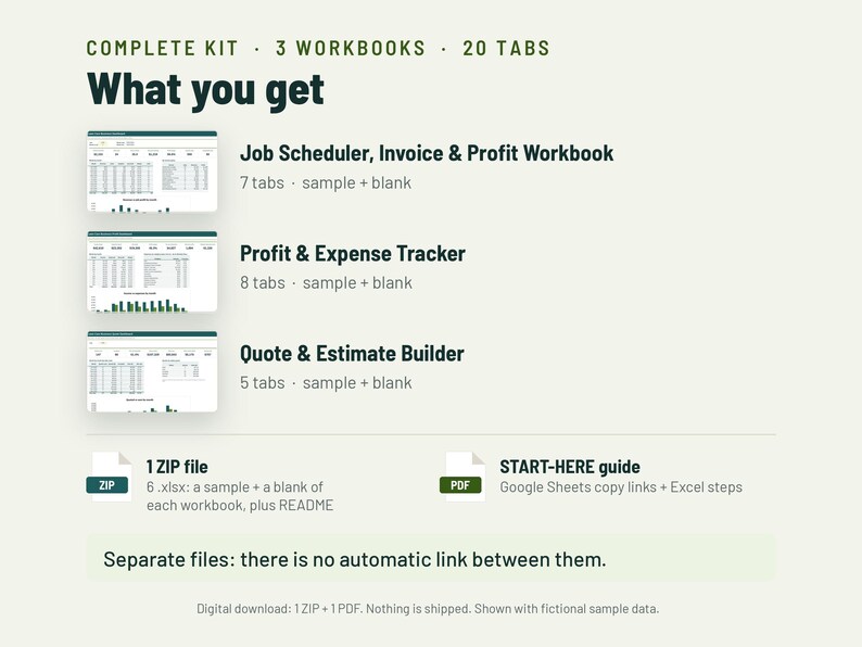 Lawn Care Business Spreadsheet Bundle | Estimate, Invoice, Mowing Scheduler, Profit Tracker | Google Sheets + Excel image 5