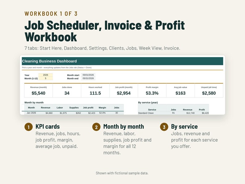 Cleaning Business Spreadsheet Bundle | Estimate, Invoice, Job Scheduler, Profit & Expense Tracker | Google Sheets + Excel image 2