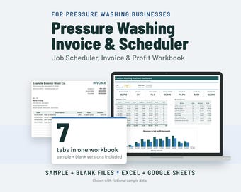 Pressure Washing Invoice Template and Job Scheduler Spreadsheet