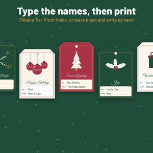 Set di etichette e biglietti regalo di Natale stampabili, in formato PDF modificabile. immagine 4