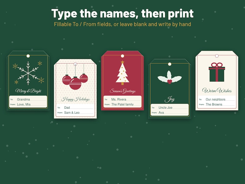 Set di etichette e biglietti regalo di Natale stampabili, in formato PDF modificabile. immagine 4
